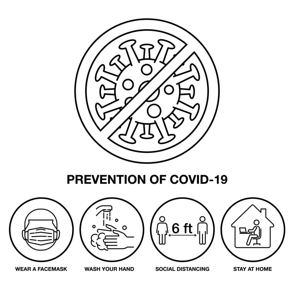 conjunto de iconos para la prevención de covid-19 vector