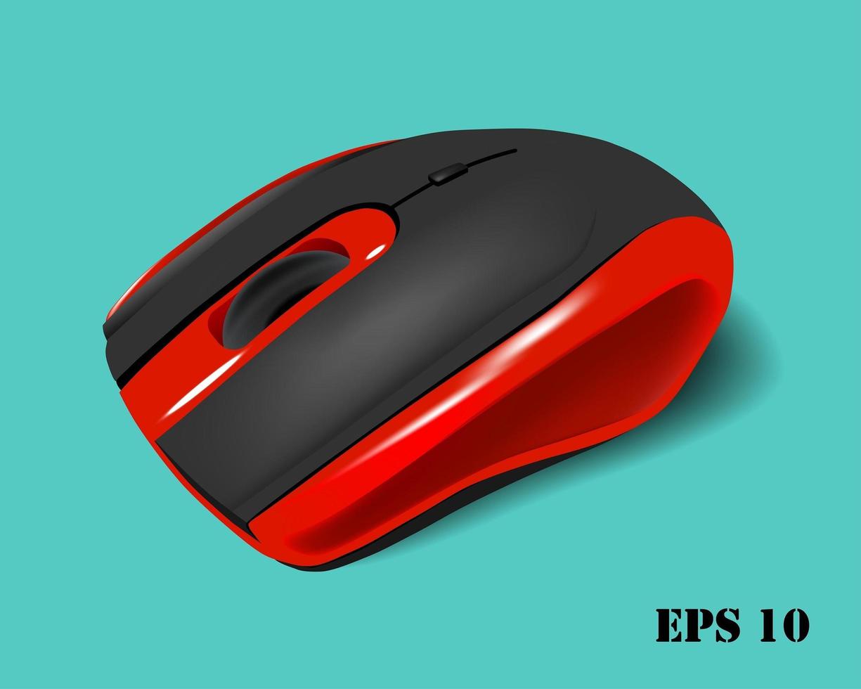 Red and black wireless mouse vector