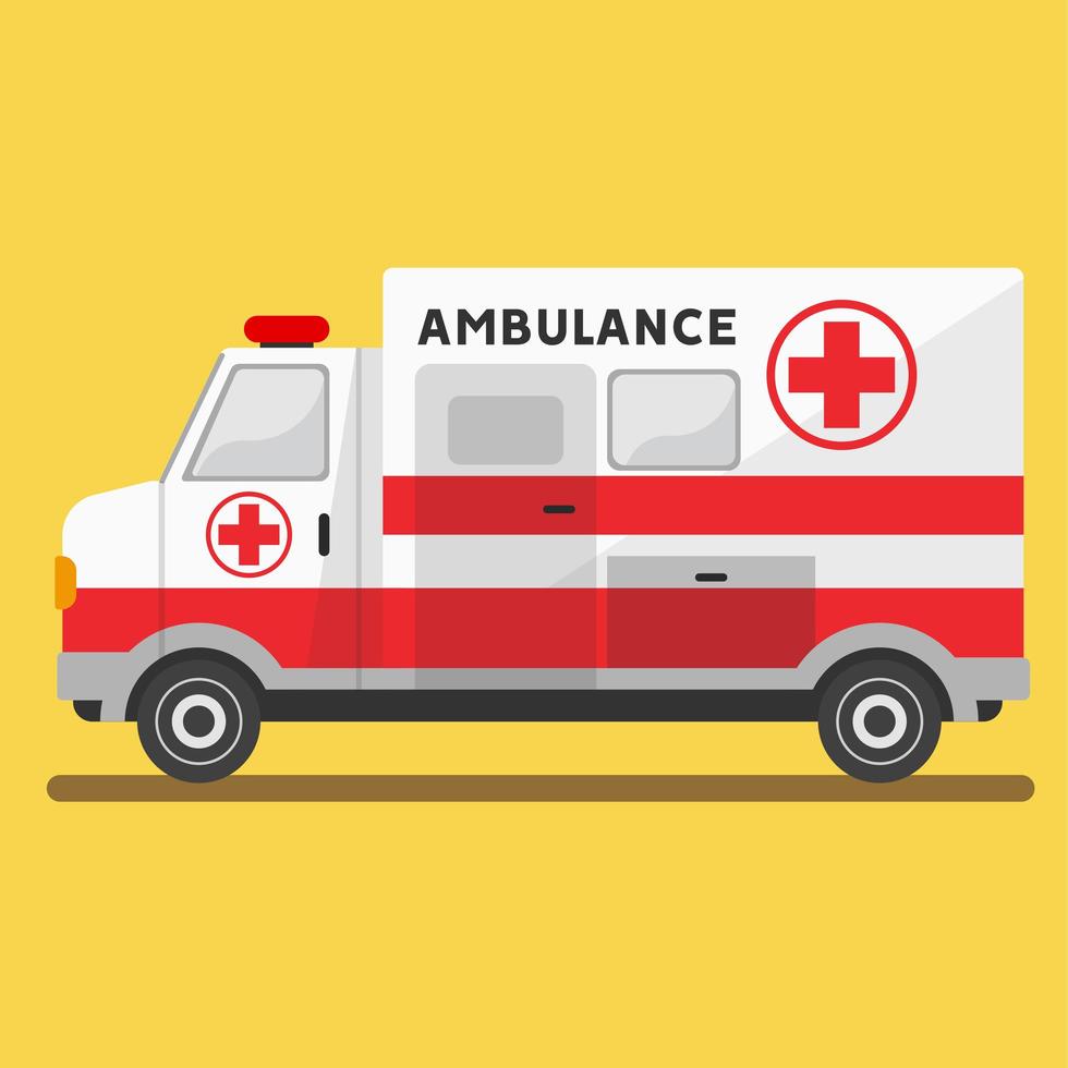 Flat ambulance paramedic vehicle vector