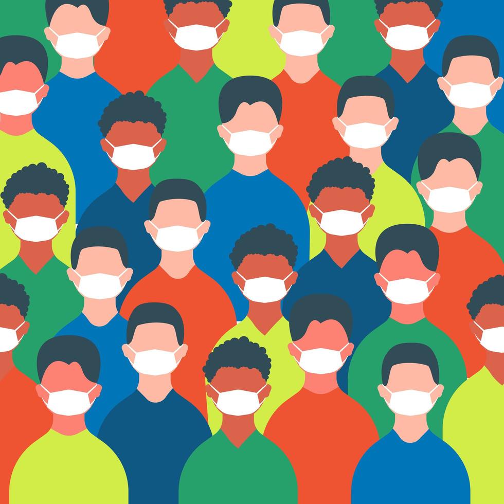 Crowd of people in masks vector