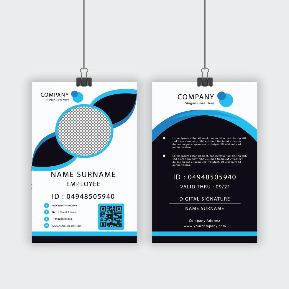 Blue and Blue Accent ID Template vector