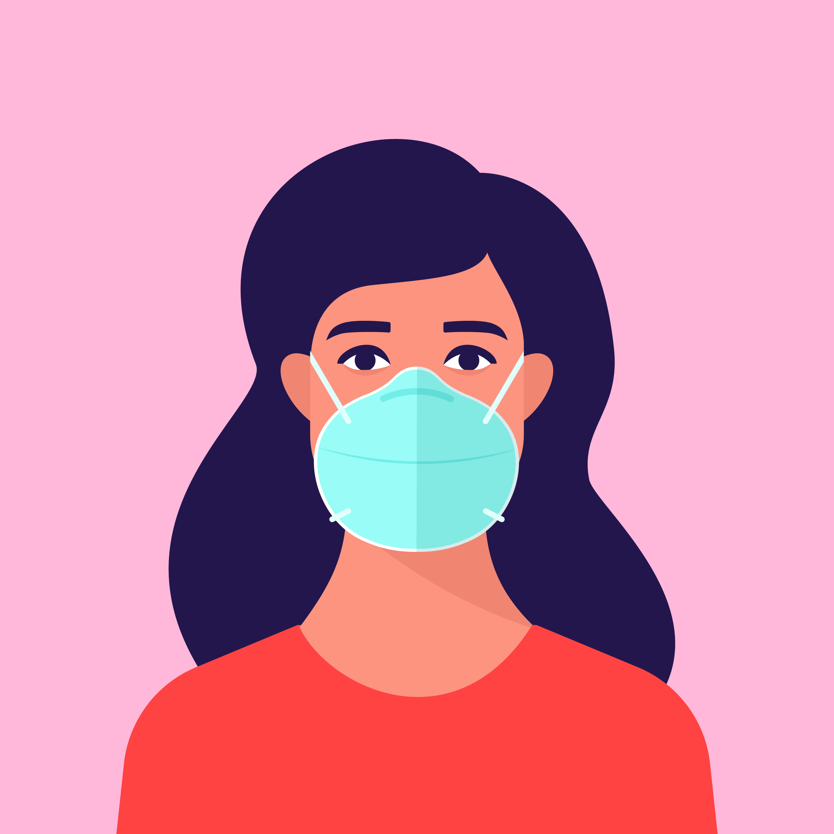 Woman Wearing Medical Face Mask 952547 Vector Art at Vecteezy