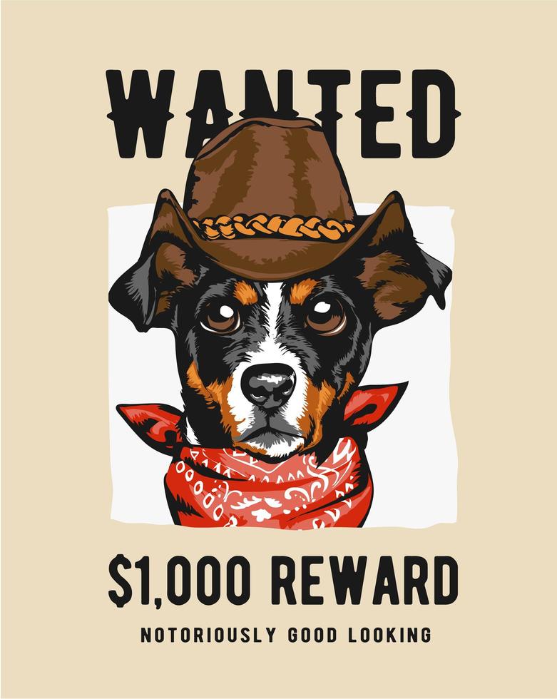 Cowboy Dog in Wanted Sign  vector