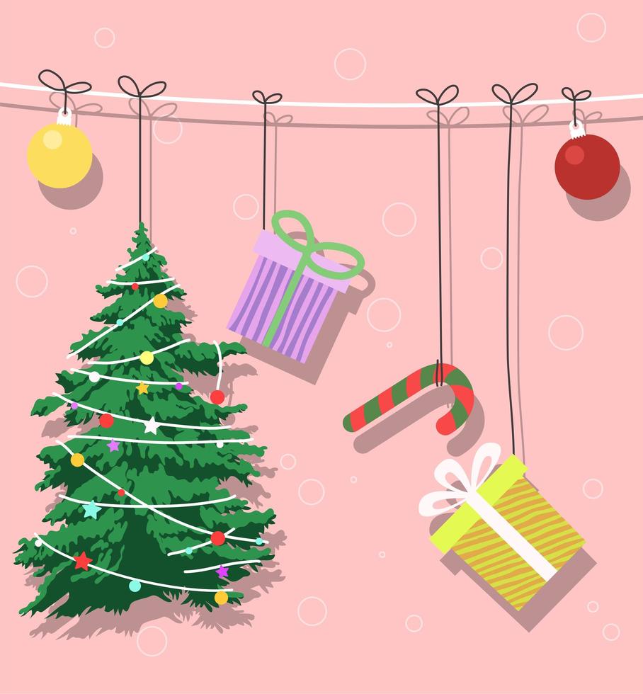 Christmas Tree and Holiday Decorations Design vector