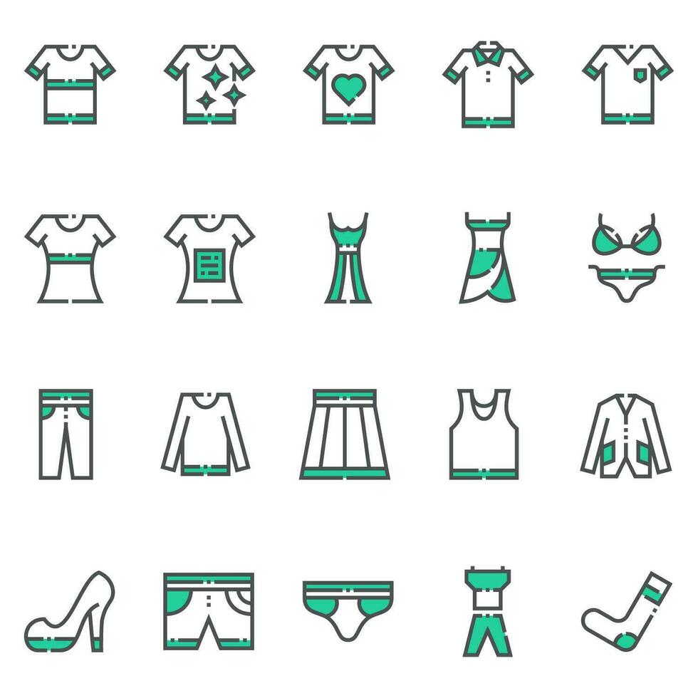 iconos de ropa y ropa vector