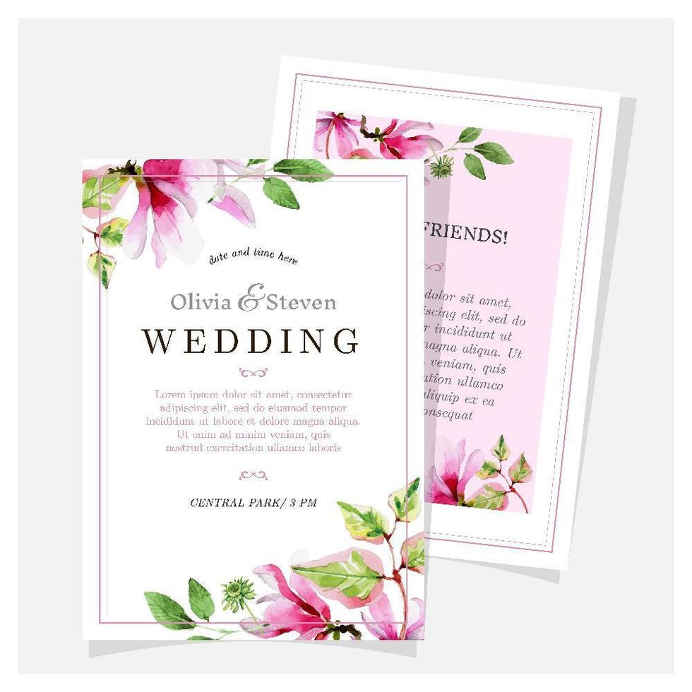 Hand Drawn Magnolia Wedding Invitation vector