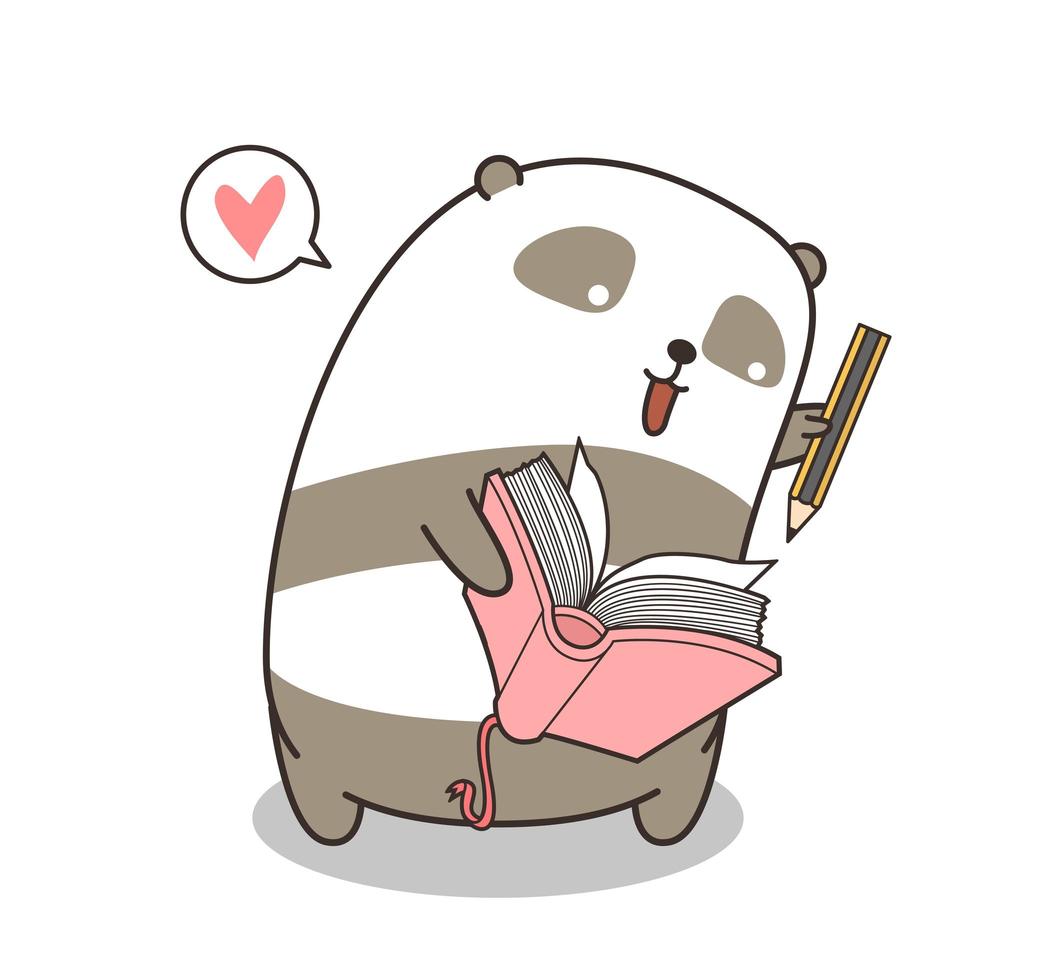 Adorable Panda Writing in Book  vector