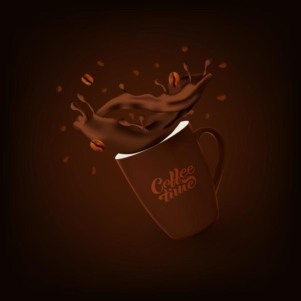 taza de café realista con splash vector