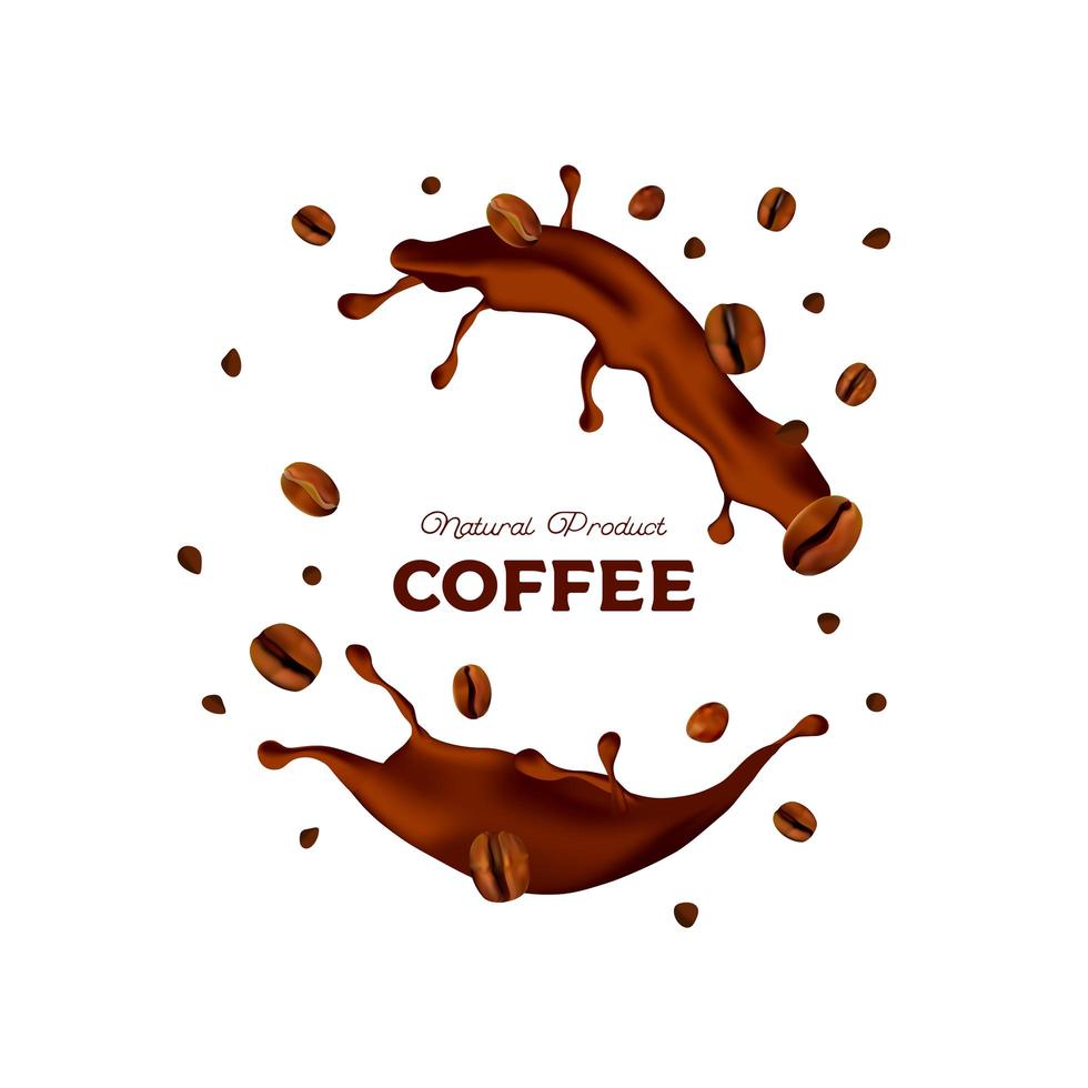 Realistic Coffee Splashes with Beans vector