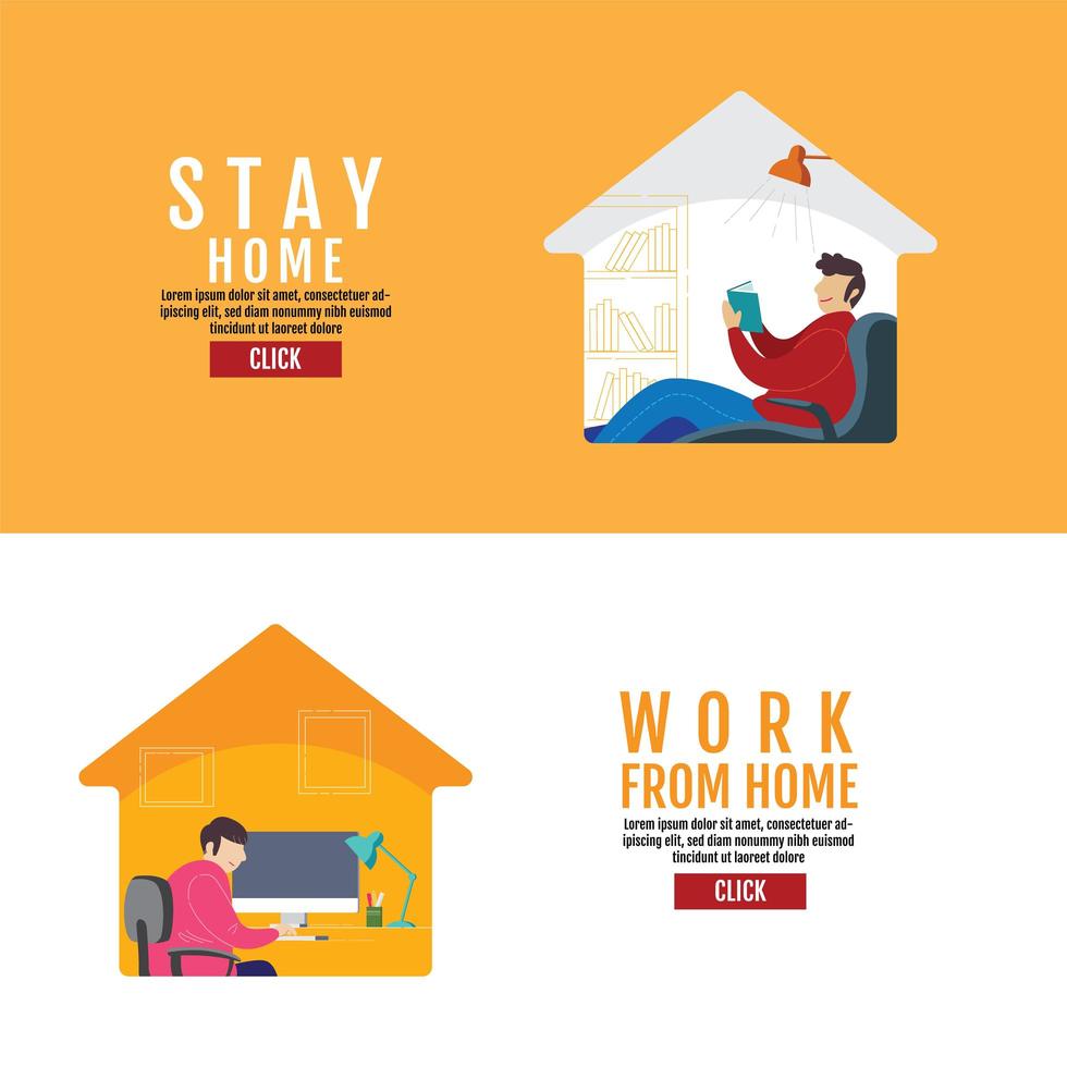 Stay Home Work from Home Poster  vector