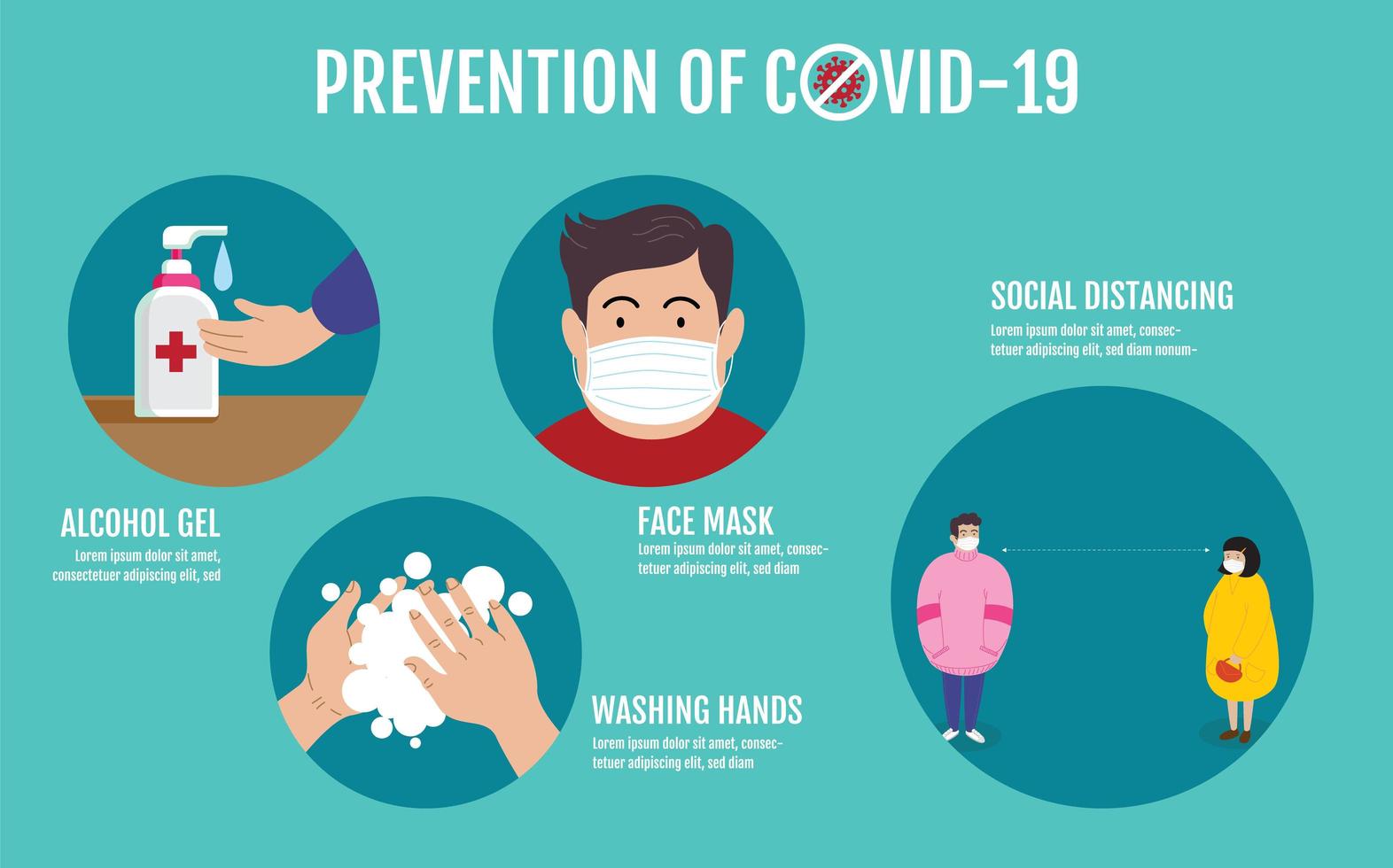 prevención del concepto covid-19 vector