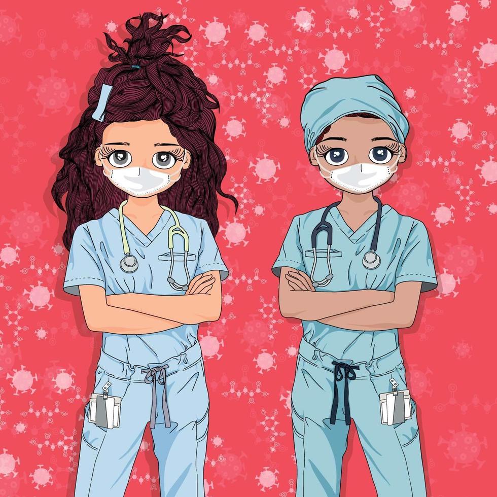 Female Doctors Standing Together vector