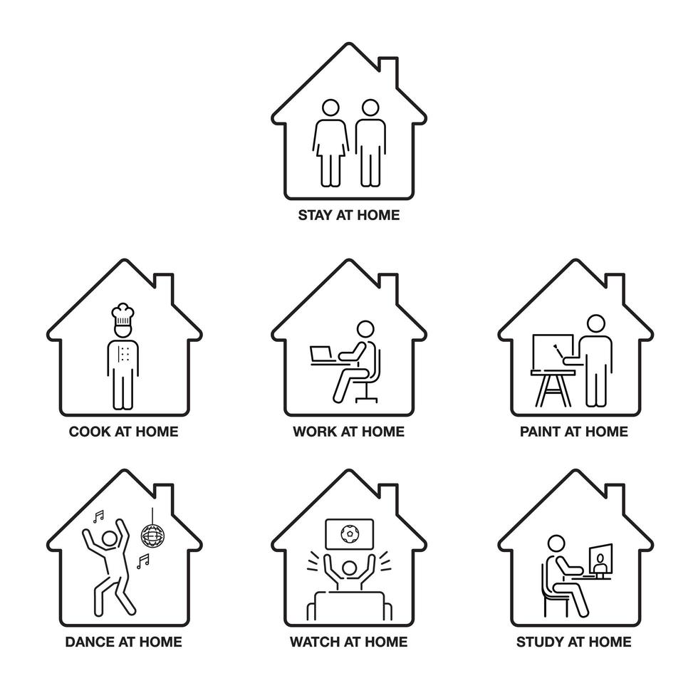 Stay at Home Icon Set vector