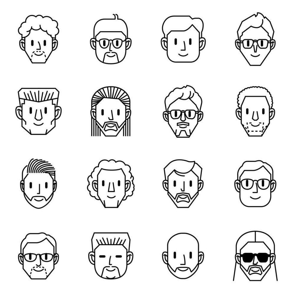 conjunto de iconos de avatar de hombre vector