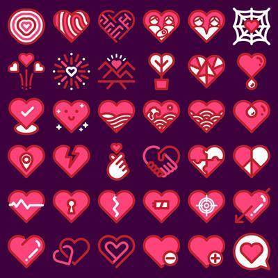 Love and heart icon ste vector