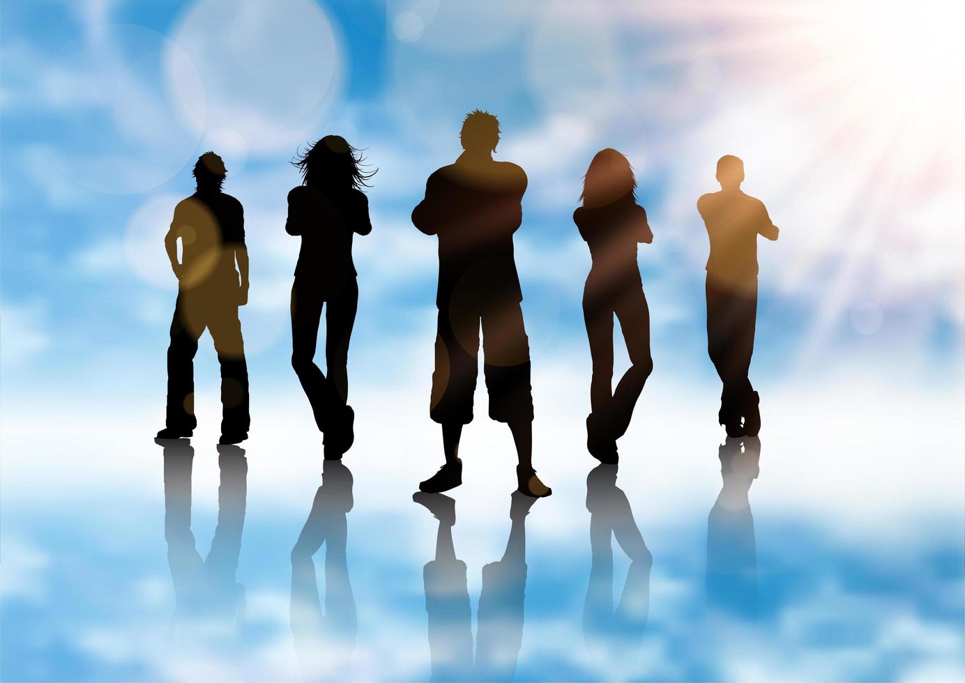 Silhouette of a group of people vector