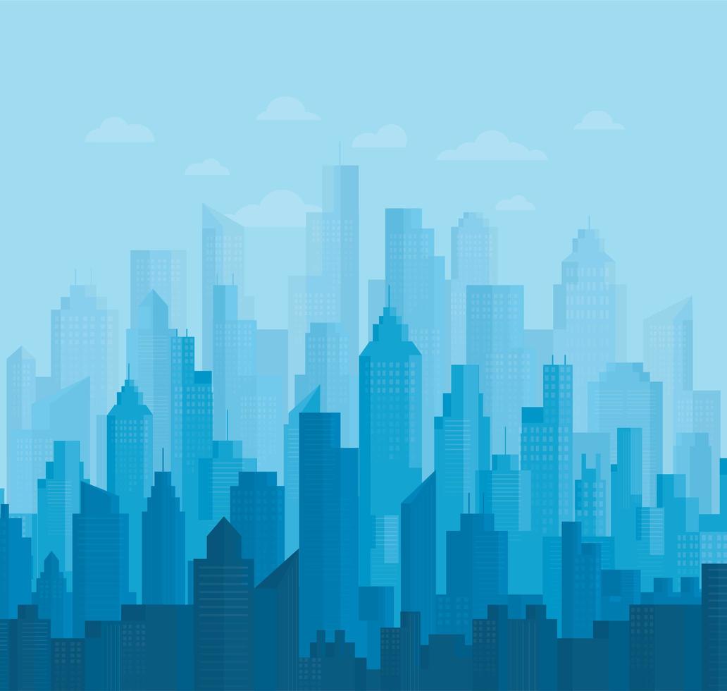 horizonte de la ciudad azul vector