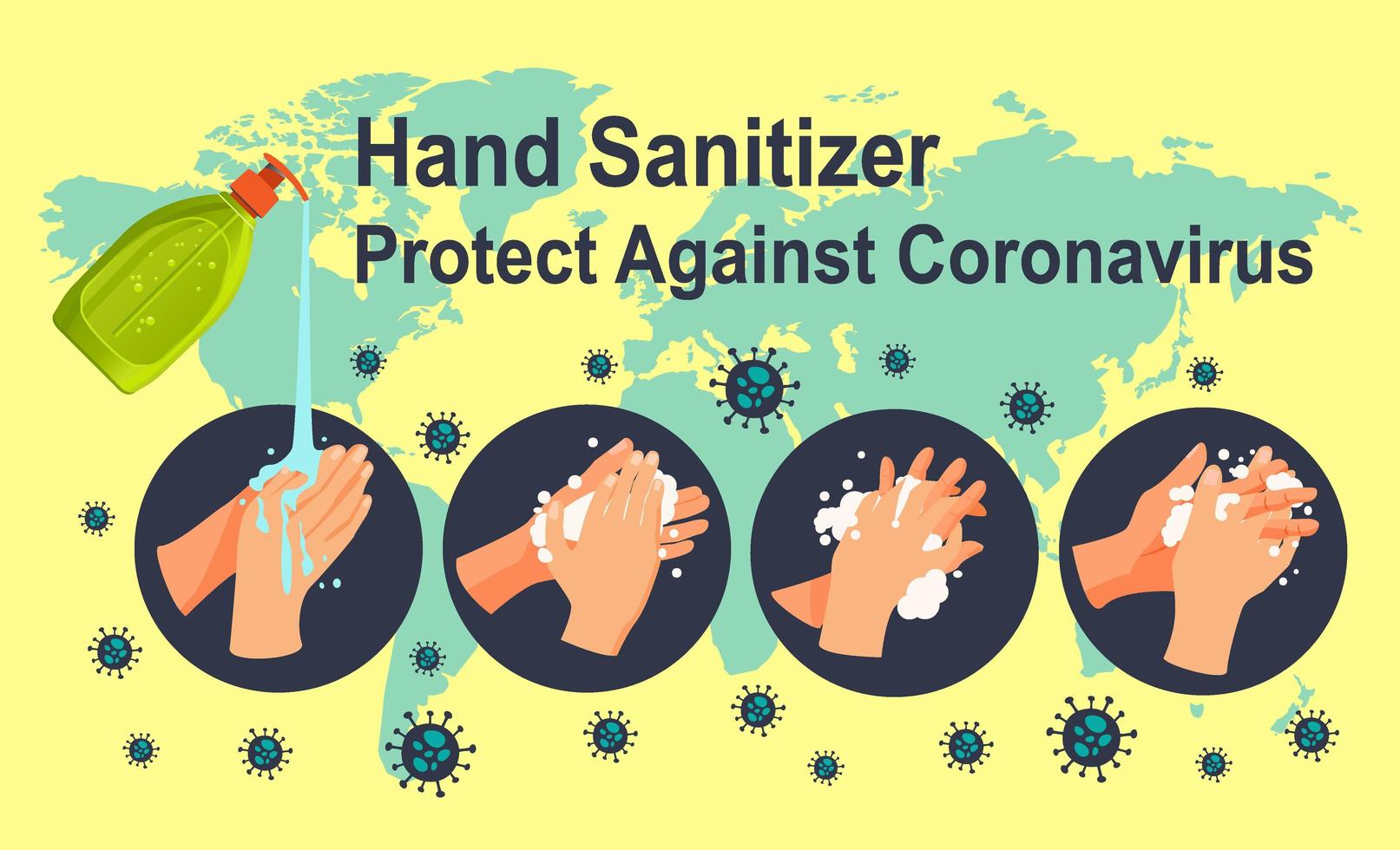 Hand sanitizer Protects against Coronavirus vector