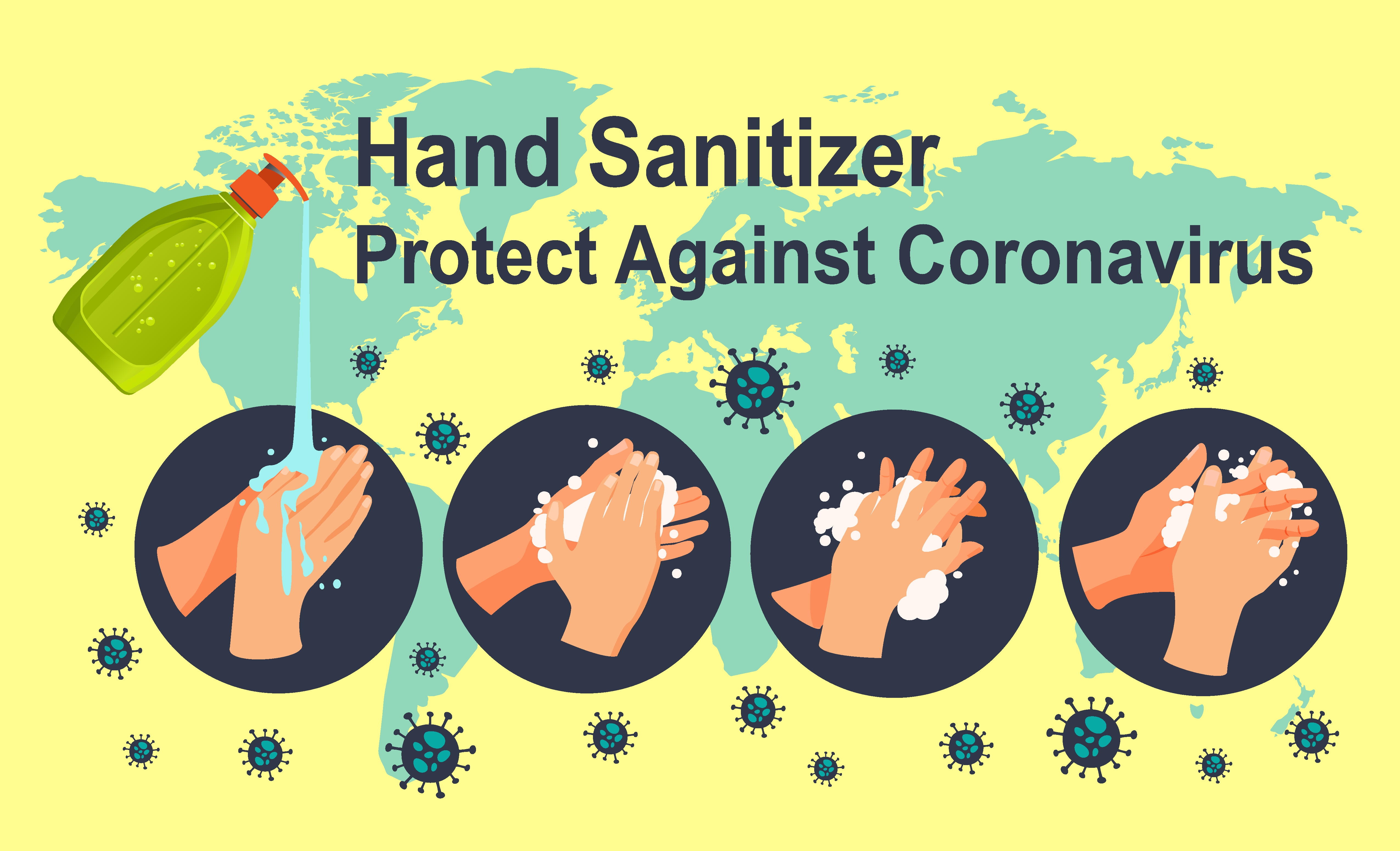 Hand sanitizer Protects against Coronavirus 952779 Vector Art at Vecteezy