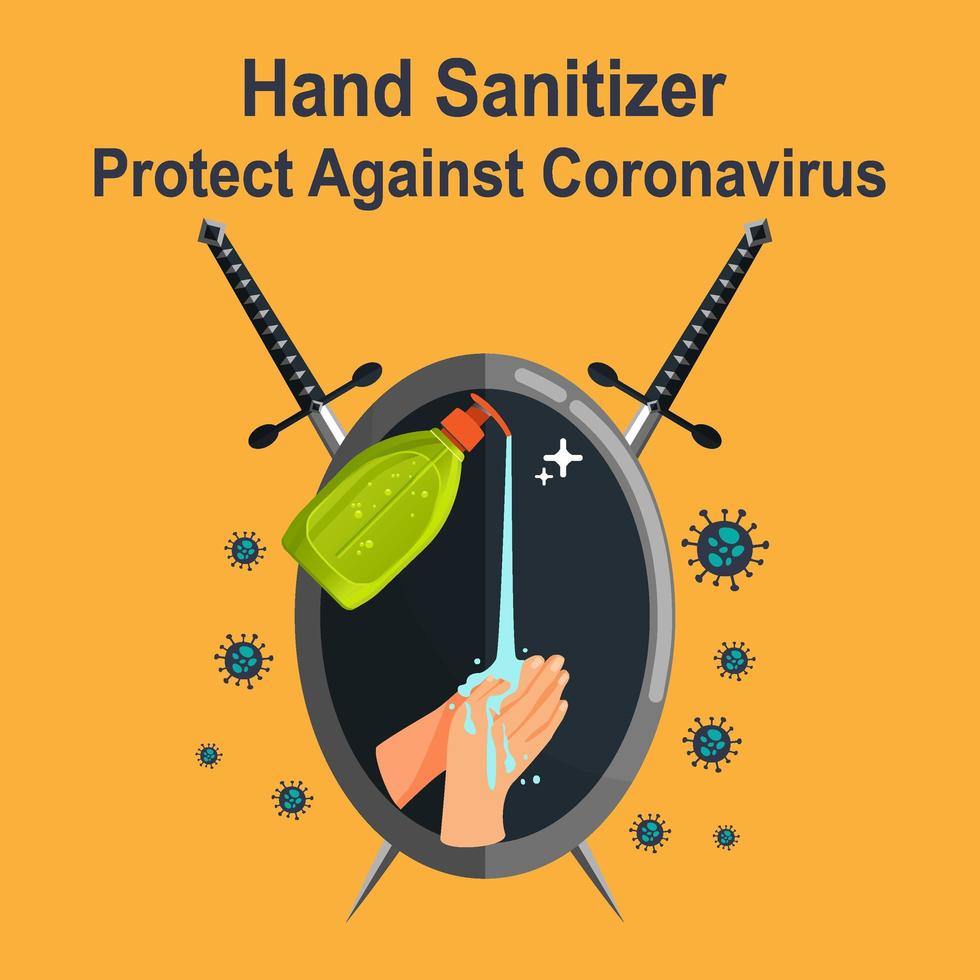 desinfectante de manos protege contra covid-19 vector