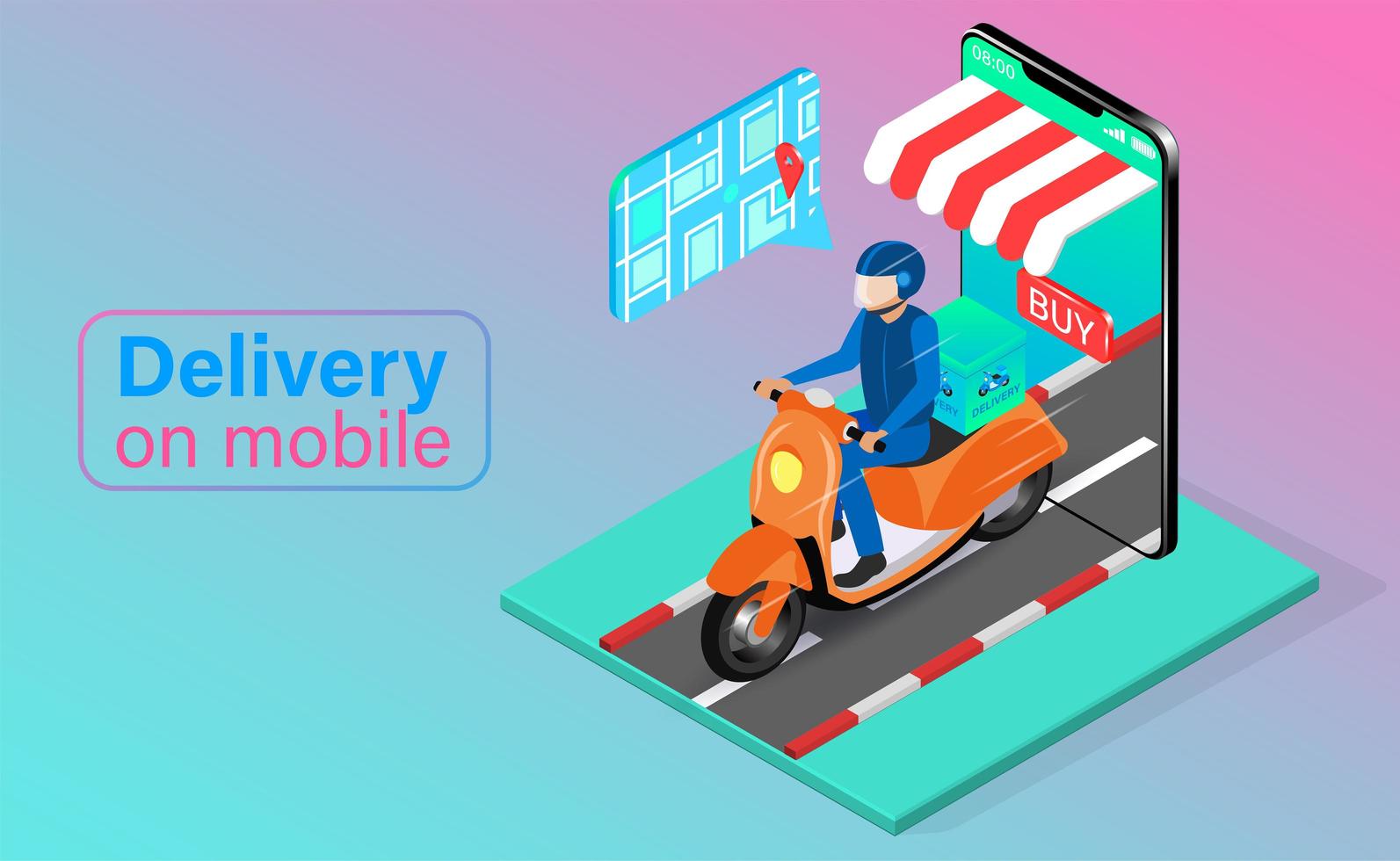 Mobile Phone Scooter Delivery vector