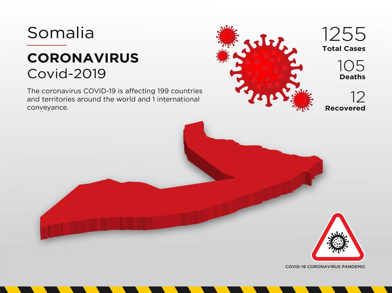 Somalia Affected Country Map of Coronavirus vector