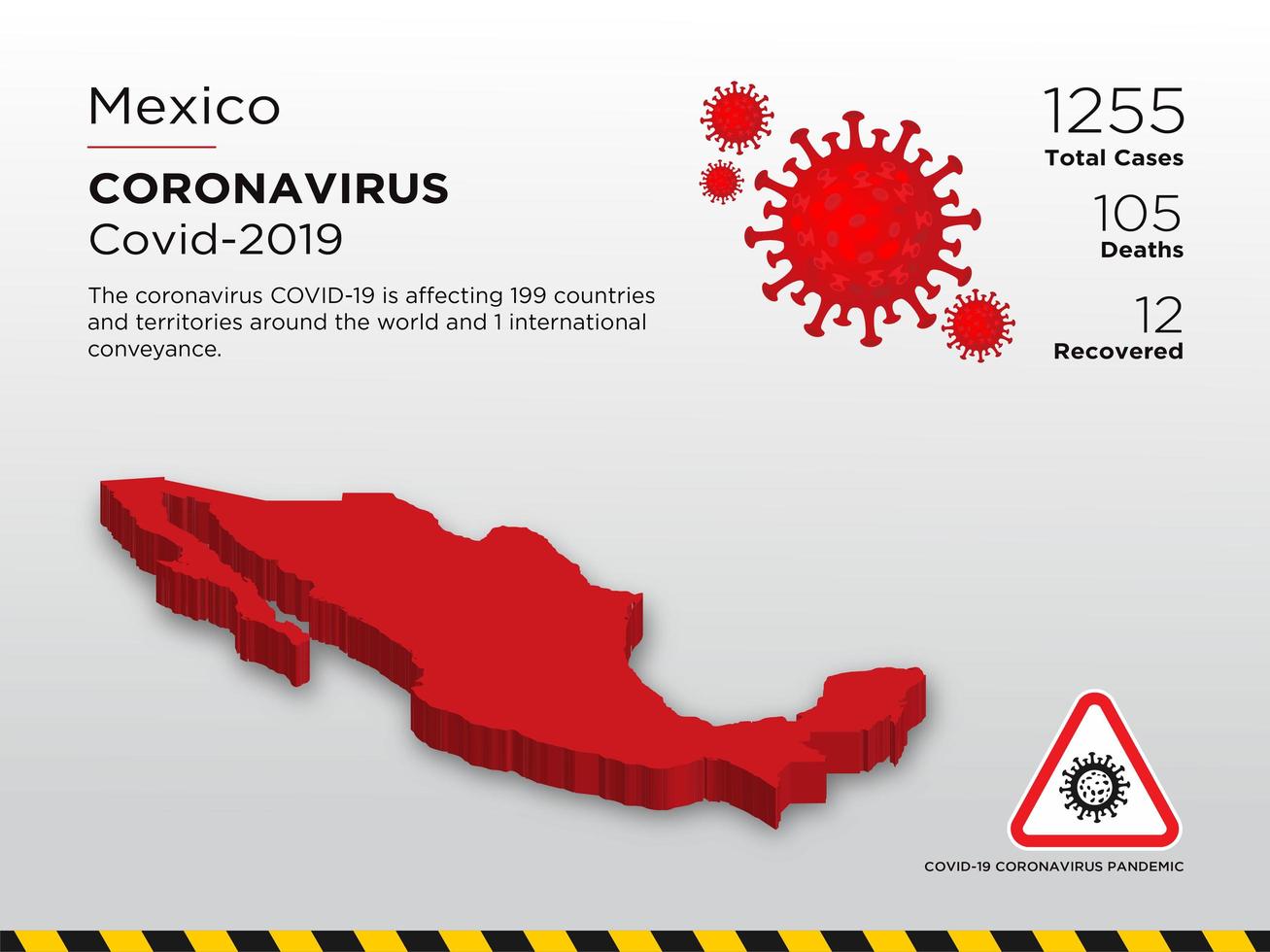 Mexico Affected Country Map of Coronavirus vector