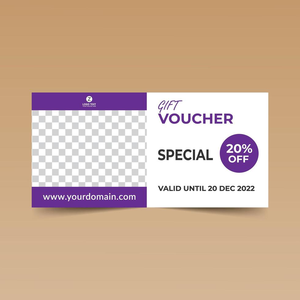 Purple Line Gift Voucher Design Template vector