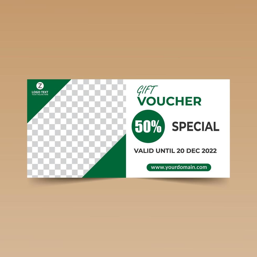 Green and White Simple Gift Voucher Template  vector