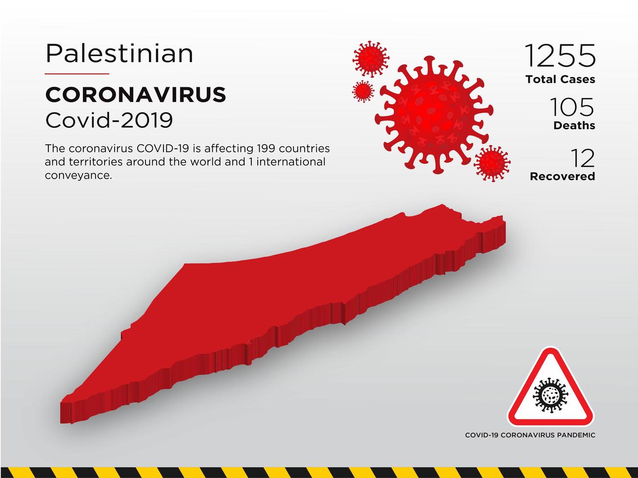 Palestina mapa del país afectado de coronavirus vector