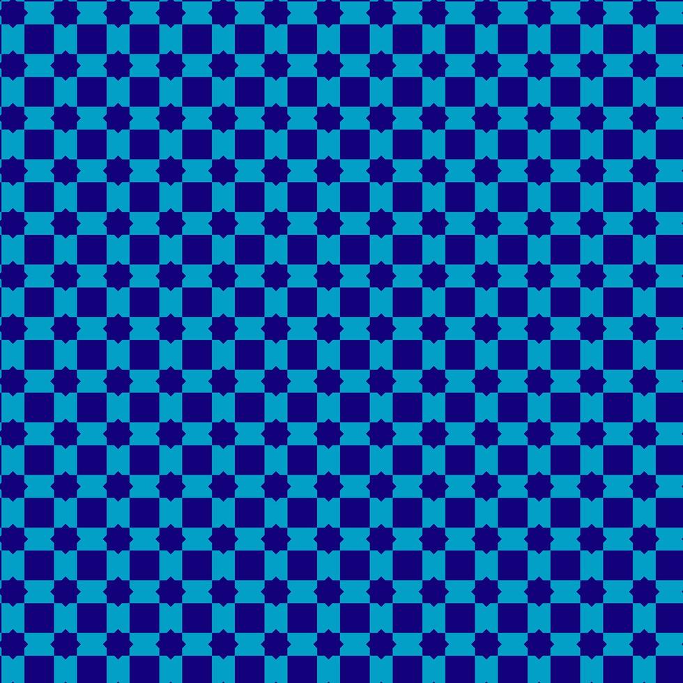 Blue Star and Square Repeating Pattern  vector