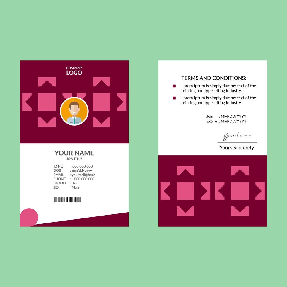 Pink Square Geometric Vertical ID Card vector