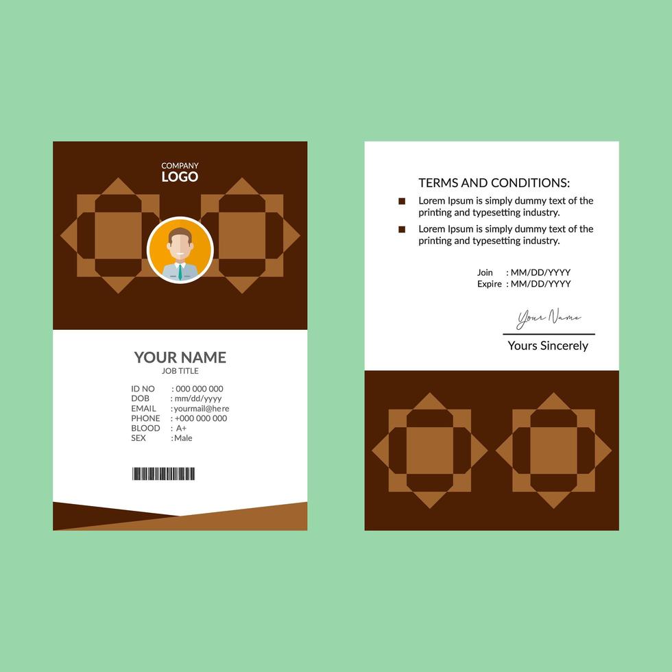 Brown Geometric Star ID Card vector