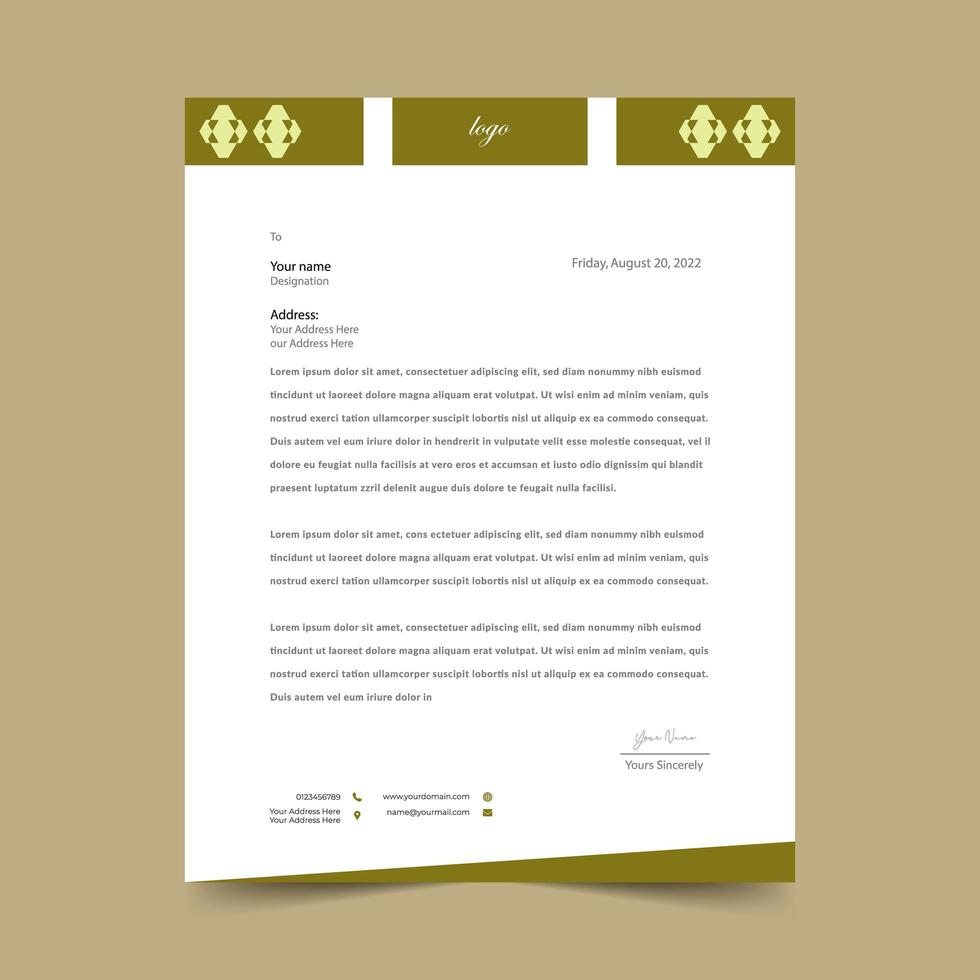 Lime Retro Green Letterhead Template  vector