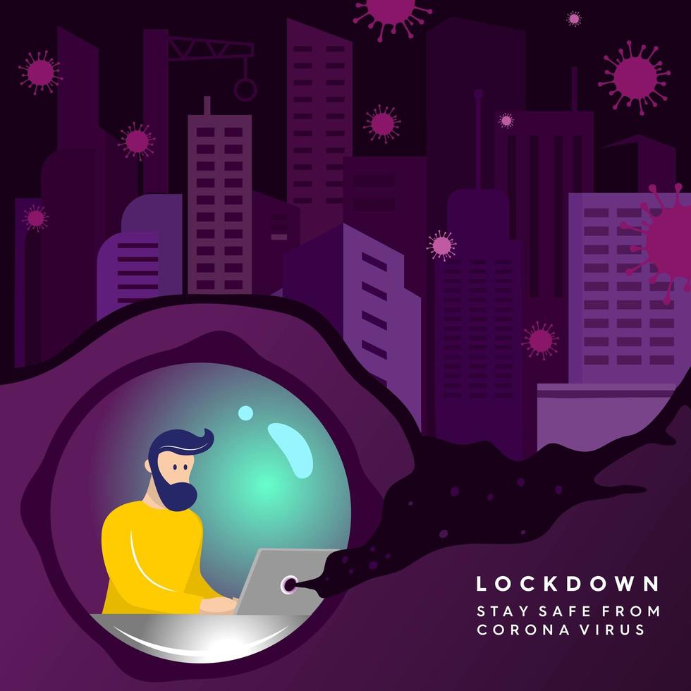 Stay Home Virus Lockdown Poster  vector