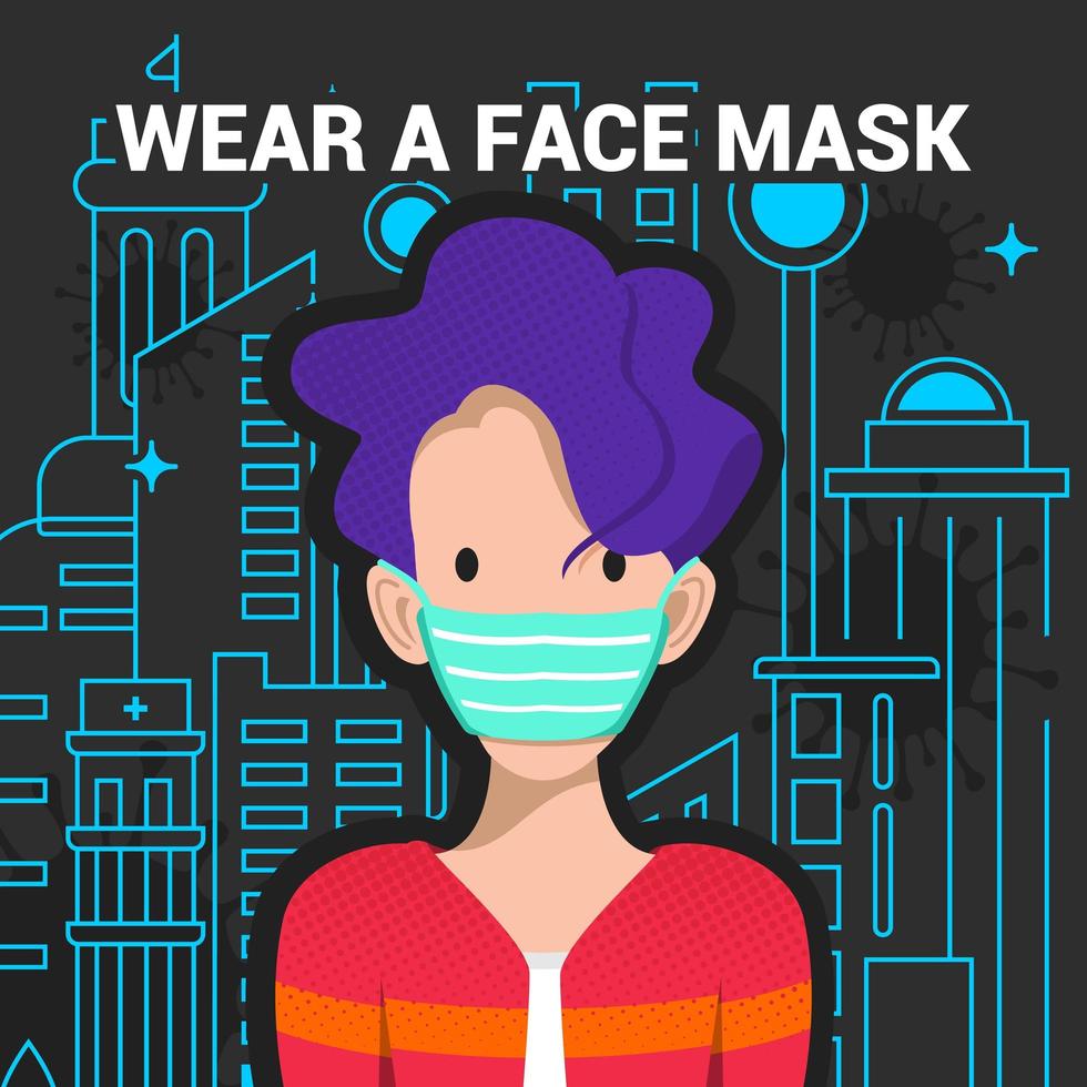 Wear A Face Mask Corona Virus Poster  vector