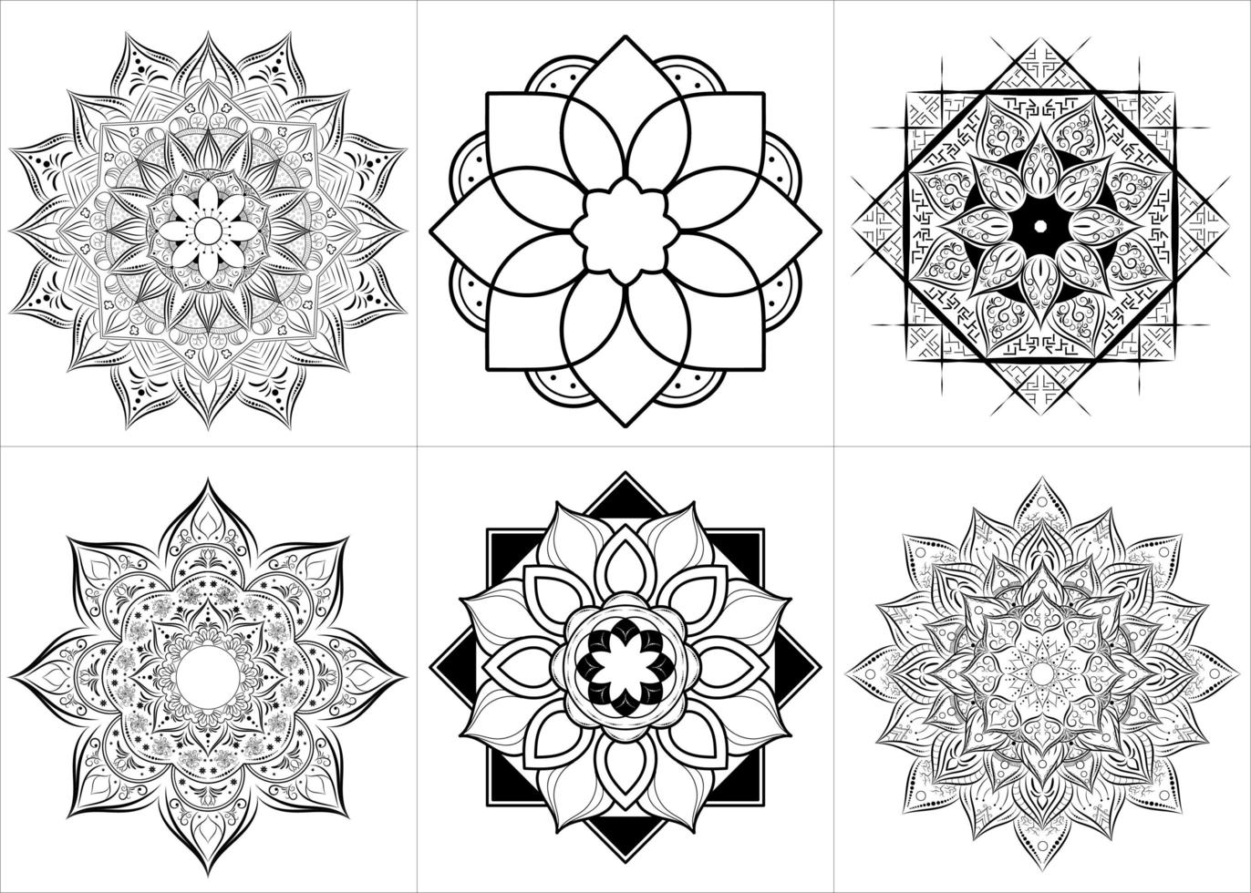 conjunto de mandalas de estilo floral vector