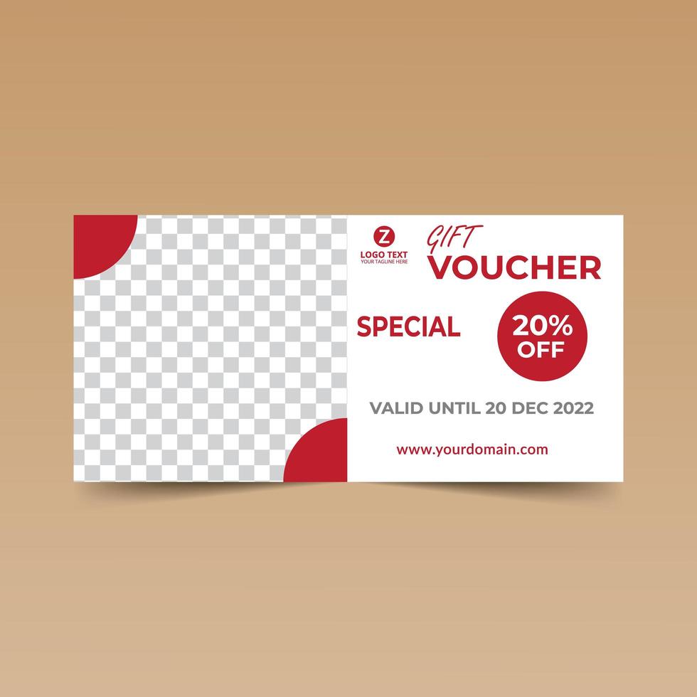 Red and White Simple Gift Voucher Template vector