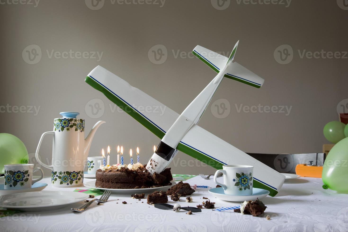 Model Airplane Into Birthday Cake photo