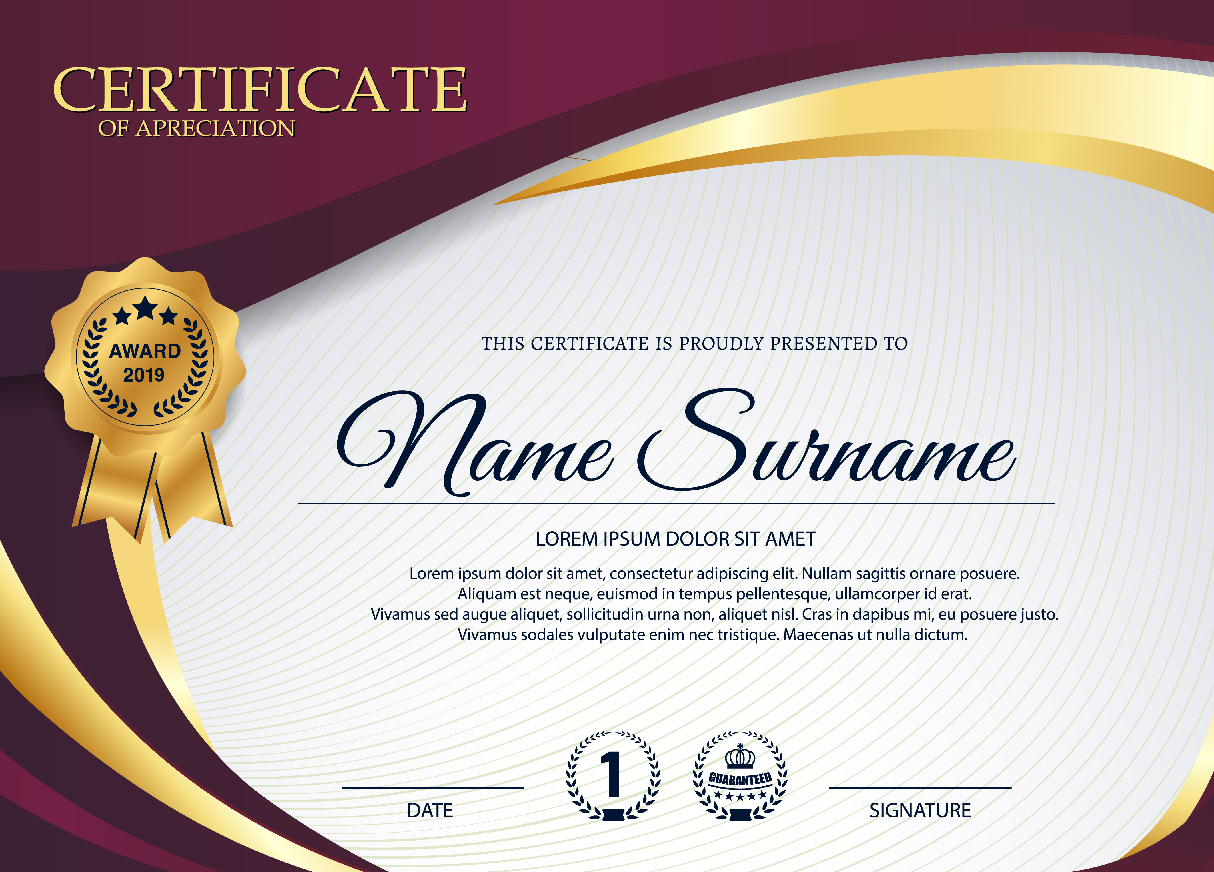 Template For Recognition Certificate