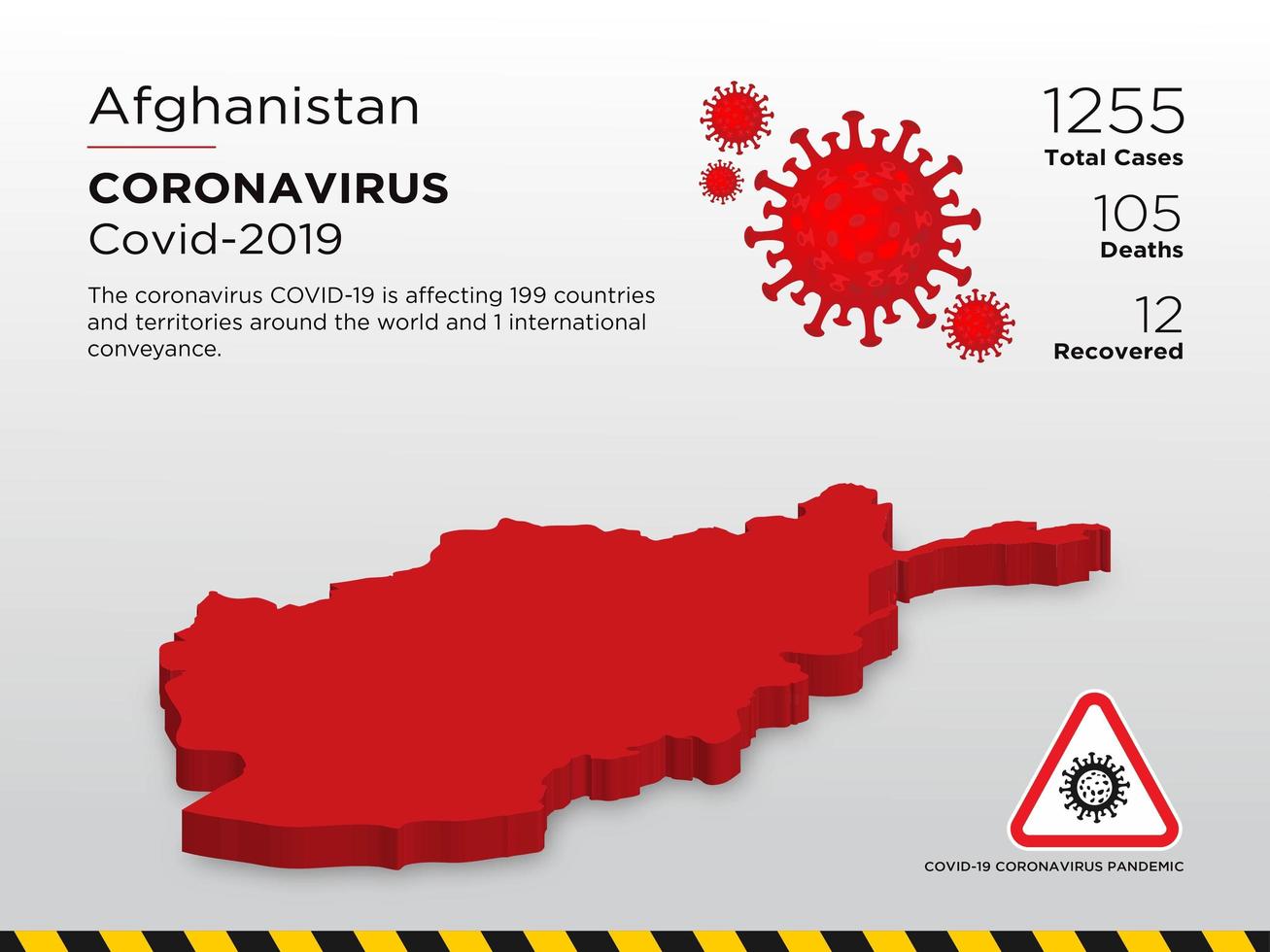 Afganistán afectó el mapa del país de la propagación del coronavirus vector