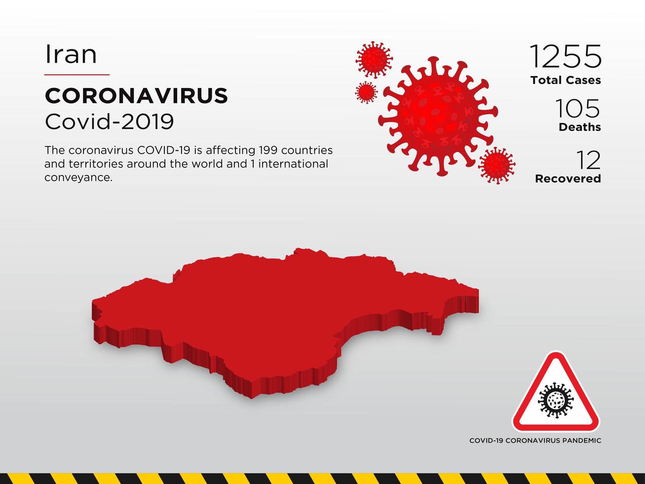 Iran Affected Country Map of Coronavirus Spread  vector