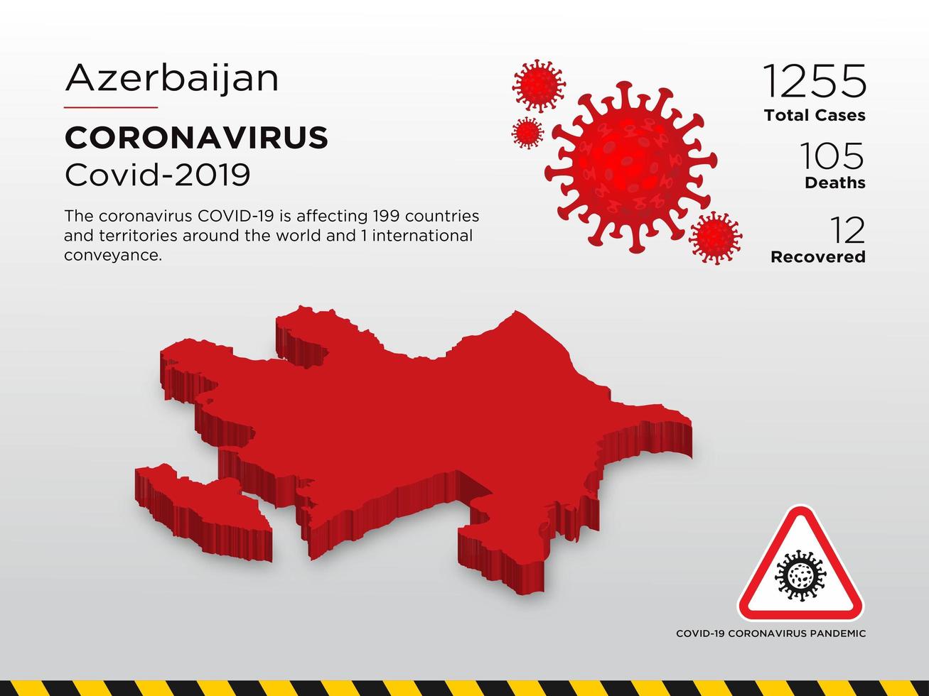 Azerbaijan Affected Country Map of Coronavirus Spread  vector