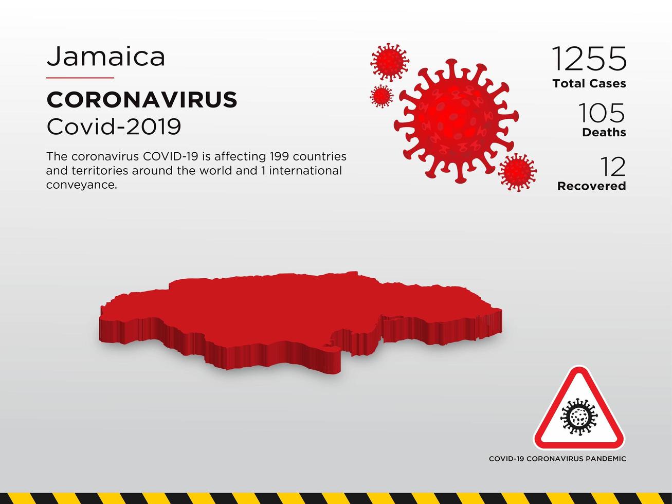 Mapa del país afectado por la propagación del coronavirus en Jamaica vector