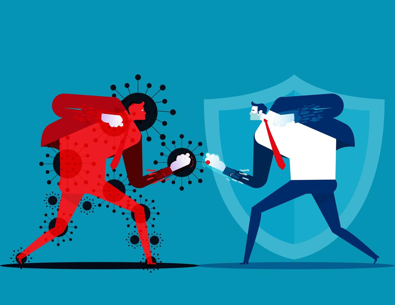 Man Fighting COVID-19 Character vector