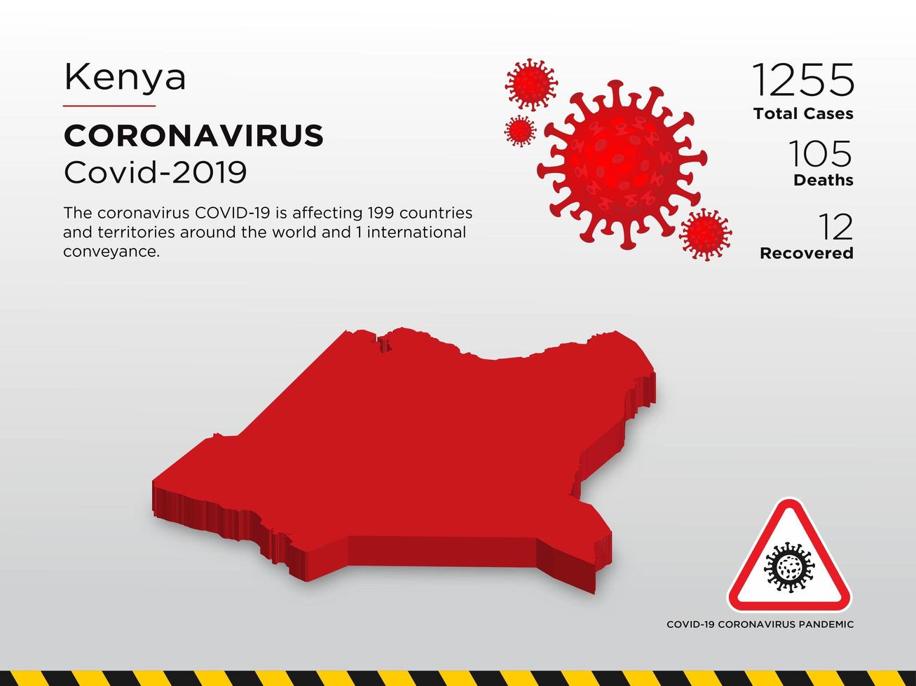 Kenya  Affected Country Map of Coronavirus Spread  vector