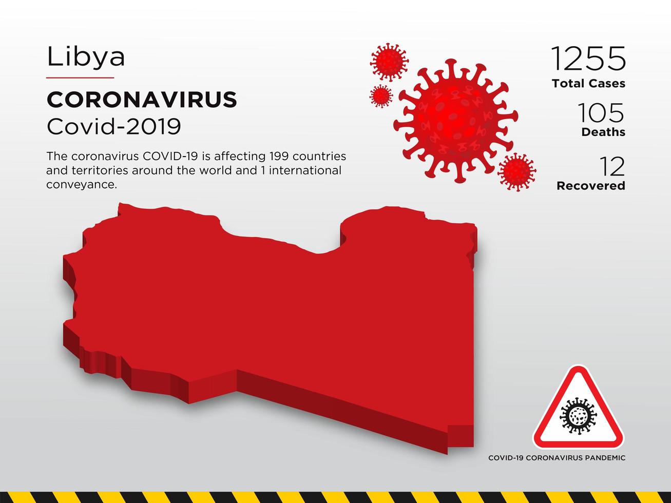 Libia mapa del país afectado de coronavirus vector