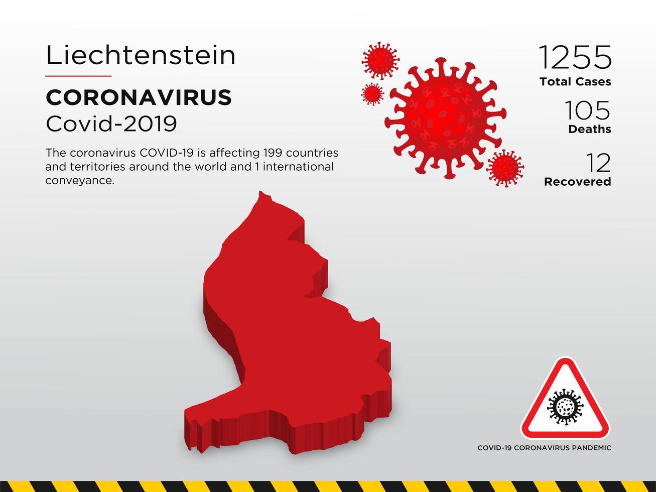 Mapa de país afectado por coronavirus de Liechtenstein vector