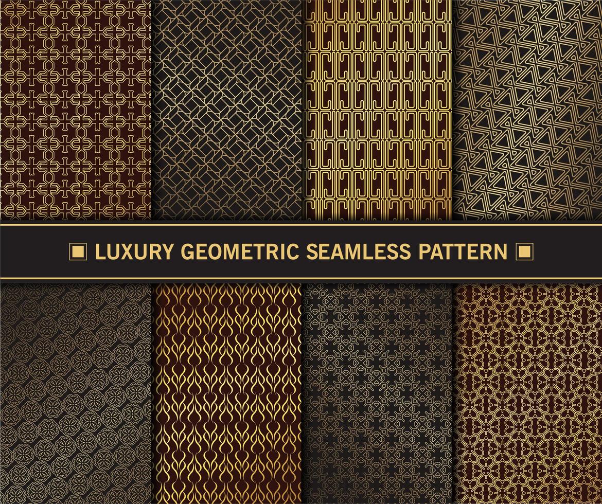 Luxury Golden Geometric Seamless Pattern Set vector