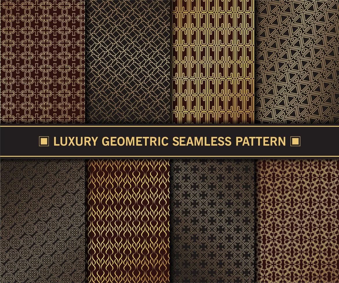 Luxury Golden Geometric Seamless Pattern Set vector